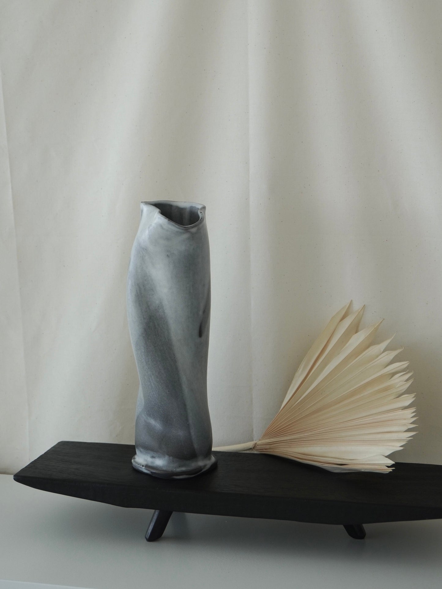 'Fluiform' Black Porcelain Vase