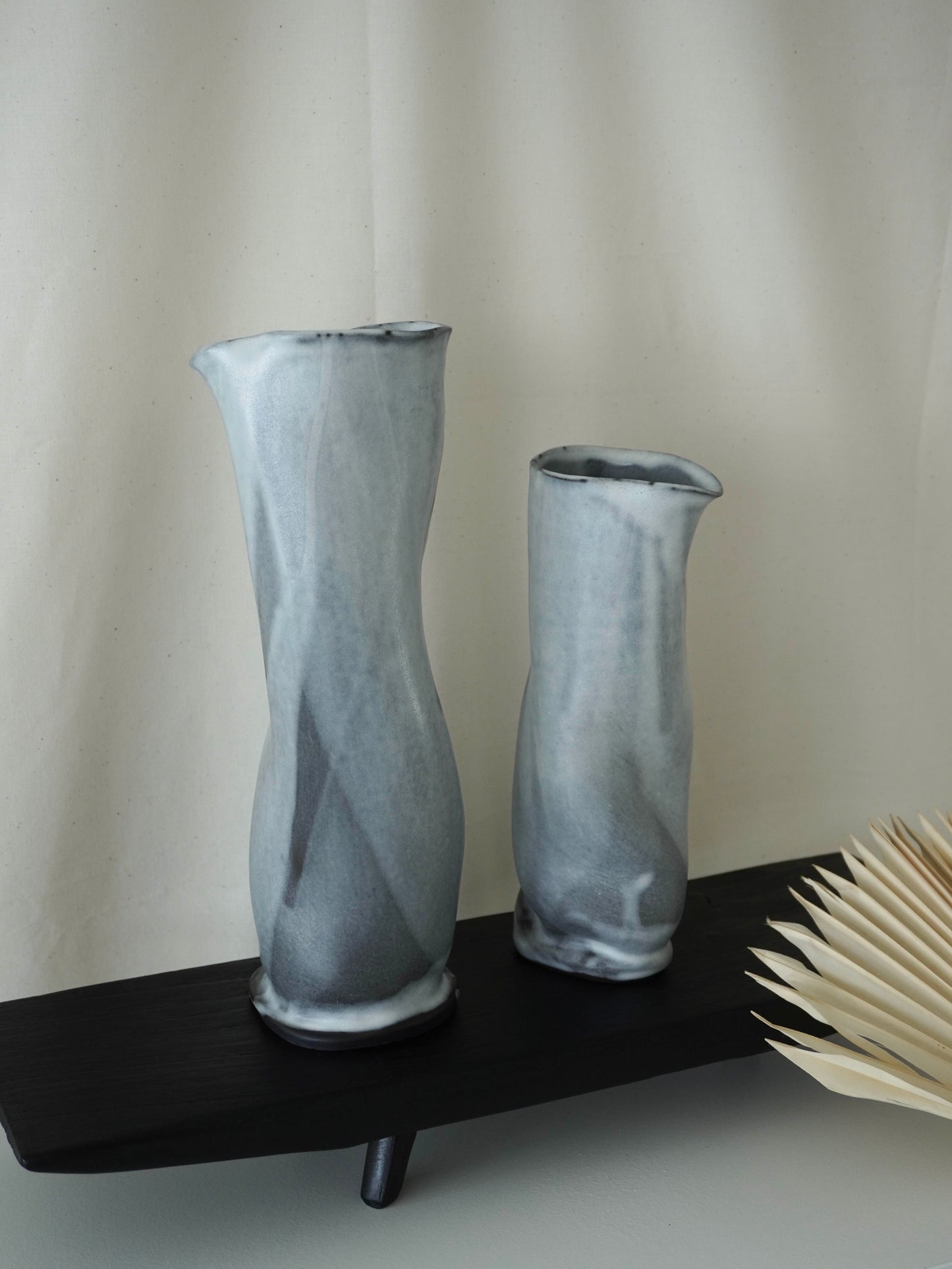 'Fluiform' Black Porcelain Vase