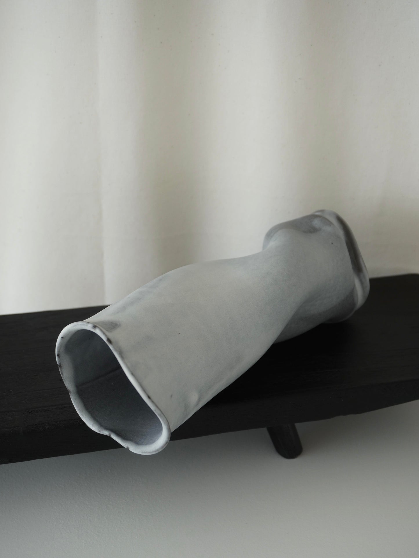 'Fluiform' Black Porcelain Vase