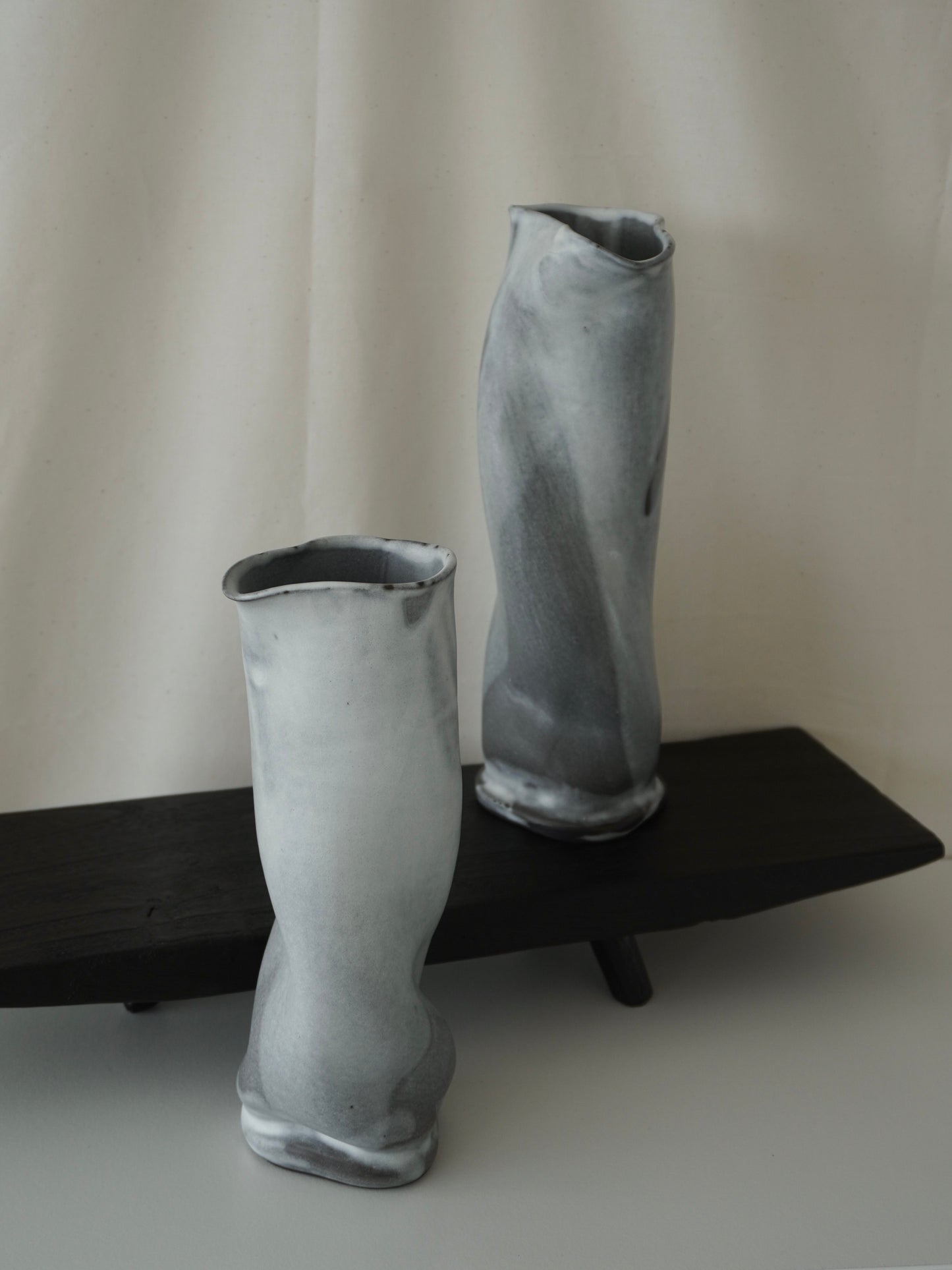 'Fluiform' Black Porcelain Vase