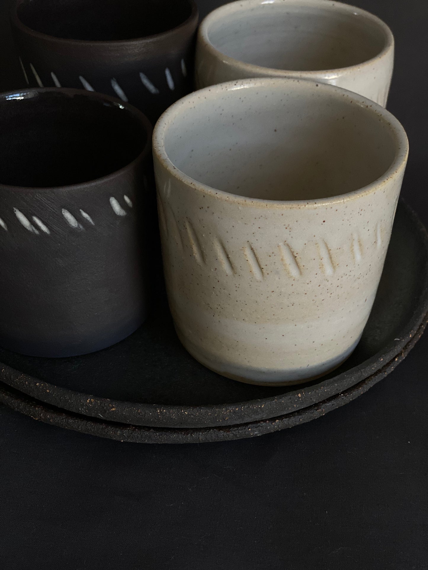 Hand-carved lines latte cup