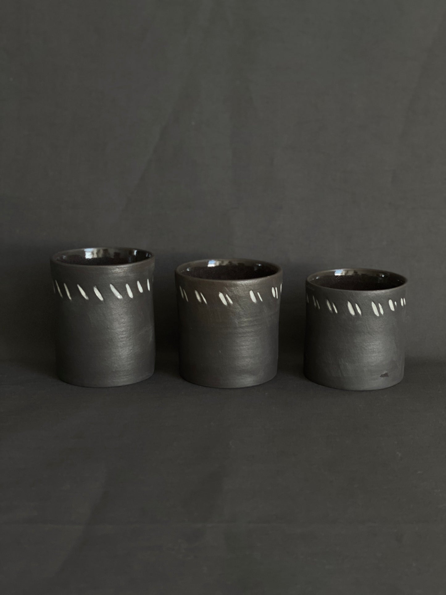 Hand-carved black porcelain latte cup